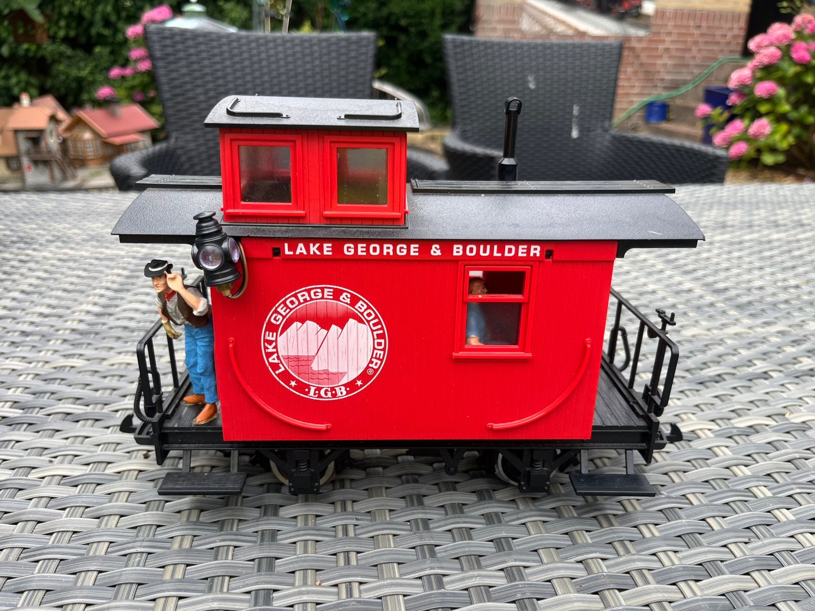 LGB 94064 LG & B caboose, verlichting, figuren,kogellagers, Gebruikt, Gelijkstroom, Wagon, Ophalen of Verzenden