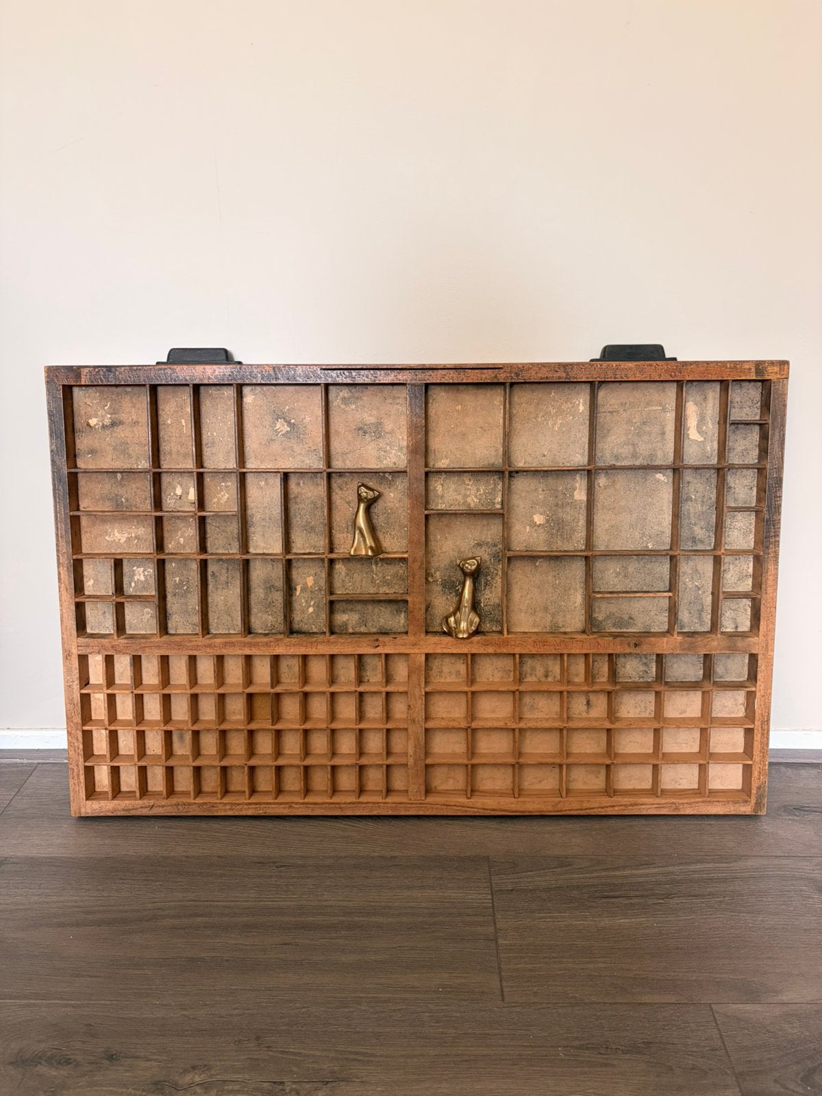 Vintage houten letterbak, Huis en Inrichting, Gebruikt, Hout, Vintage, Ophalen of Verzenden