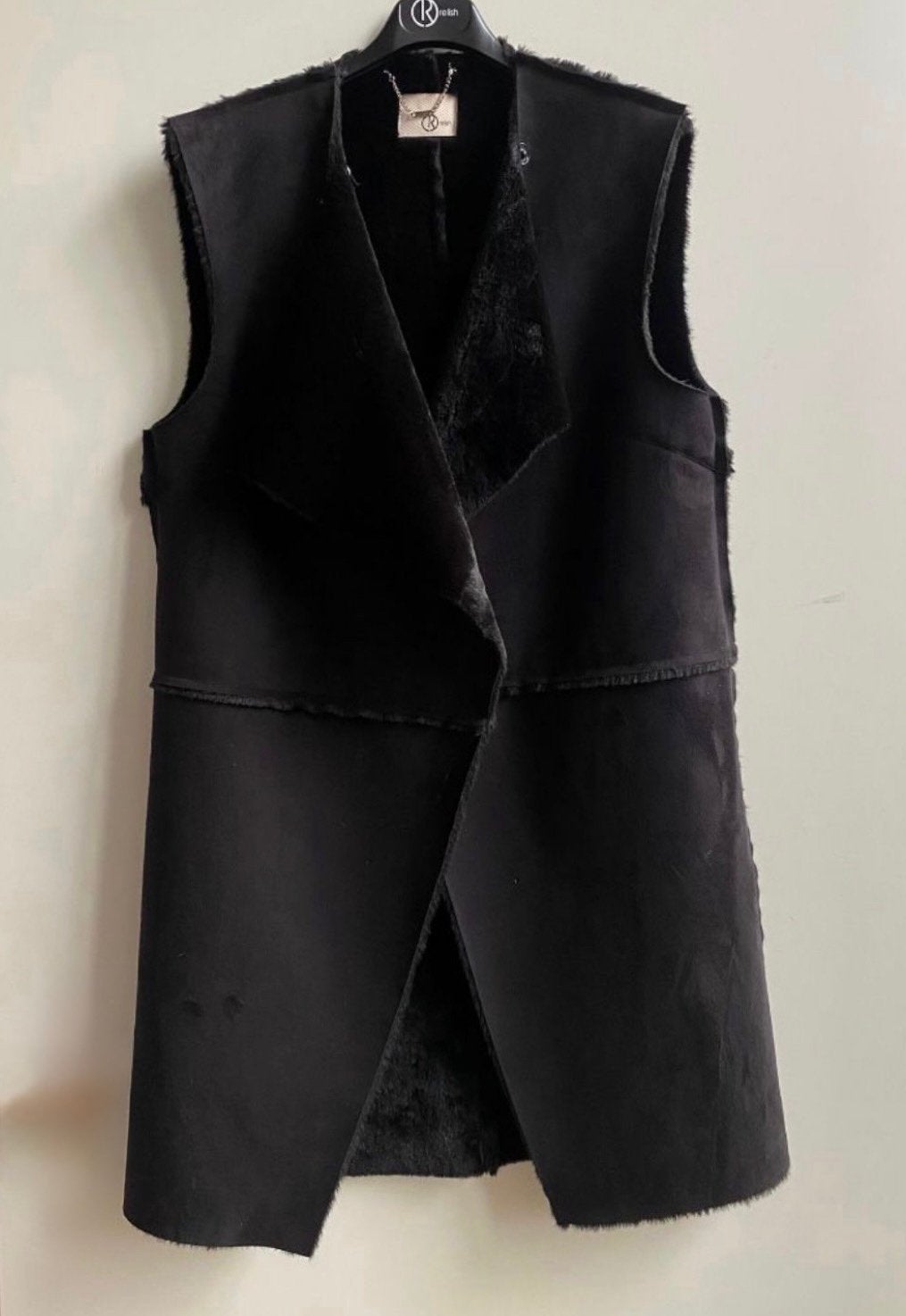 RELISH suede-look lang hes, bont gevoerd zwart mt L, Maat 38/40 (M), Italie, -, Verzenden