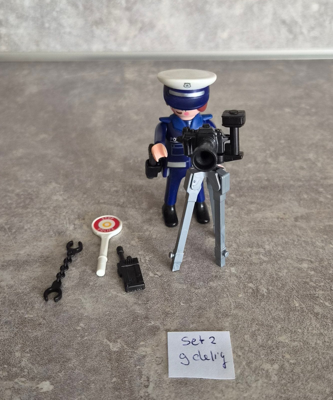 Playmobil politie snelheidscontrole Set (9-delig), Ophalen of Verzenden, Zo goed als nieuw, Jongen of Meisje