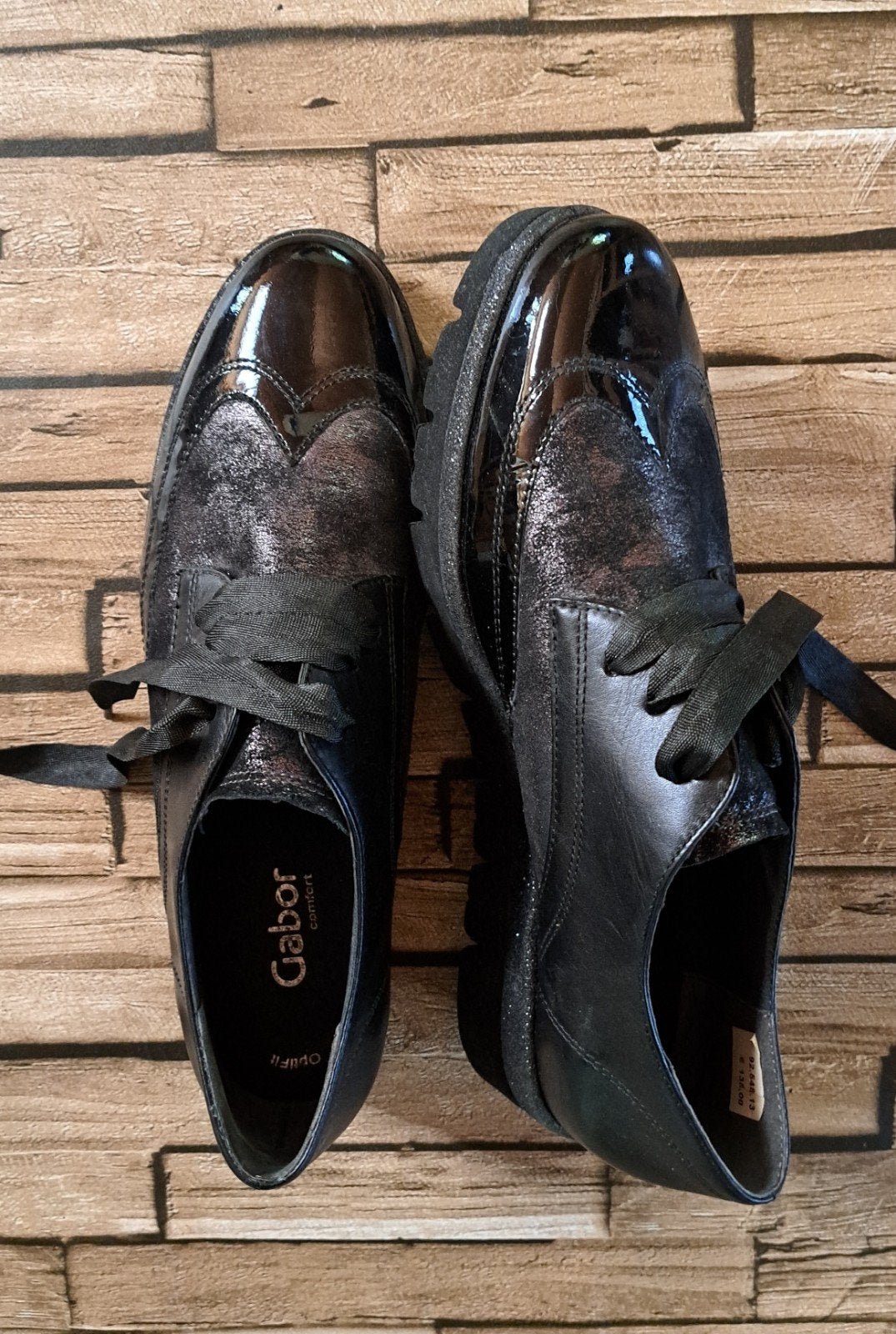 Gabor - elegante leren veterschoenen, 42, Schoenen met lage hakken, Verzenden, Zwart, Gabor