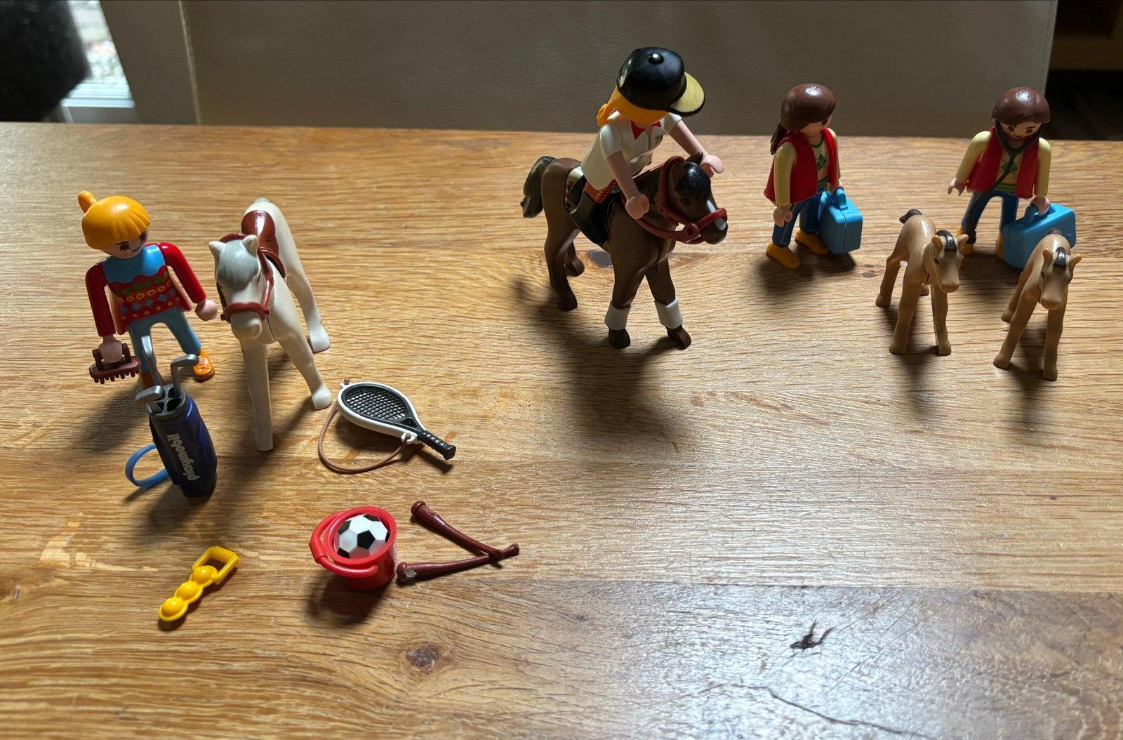 Playmobil set met figuren, paarden en sportaccessoires, Ophalen of Verzenden, Gebruikt, Complete set, Figuren