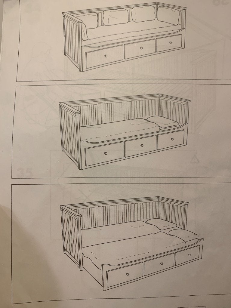 IKEA Hemnes Bedbank 80-160 cm met lades, Ophalen, Eenpersoons, Wit, 80 cm