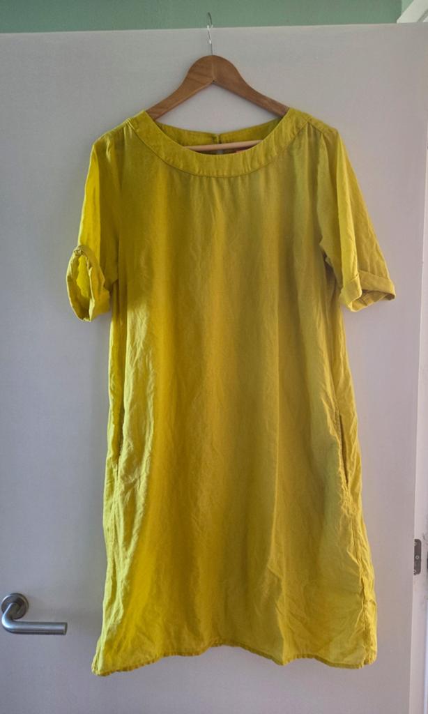 KYRA&CO gele zomerjurk maat S/M, Geel, Ophalen of Verzenden, Zo goed als nieuw, Knielengte