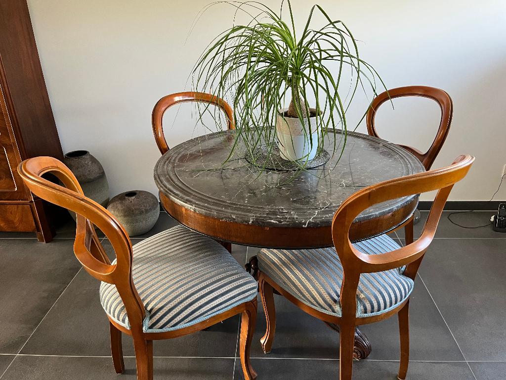 Antieke marmeren tafel met mahonie onderstel, Antiek en Kunst, Ophalen