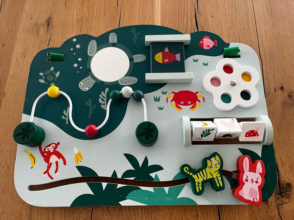 Houten hema activiteitenbord voor baby's - Jungle thema, Ophalen, Zo goed als nieuw, Overige typen