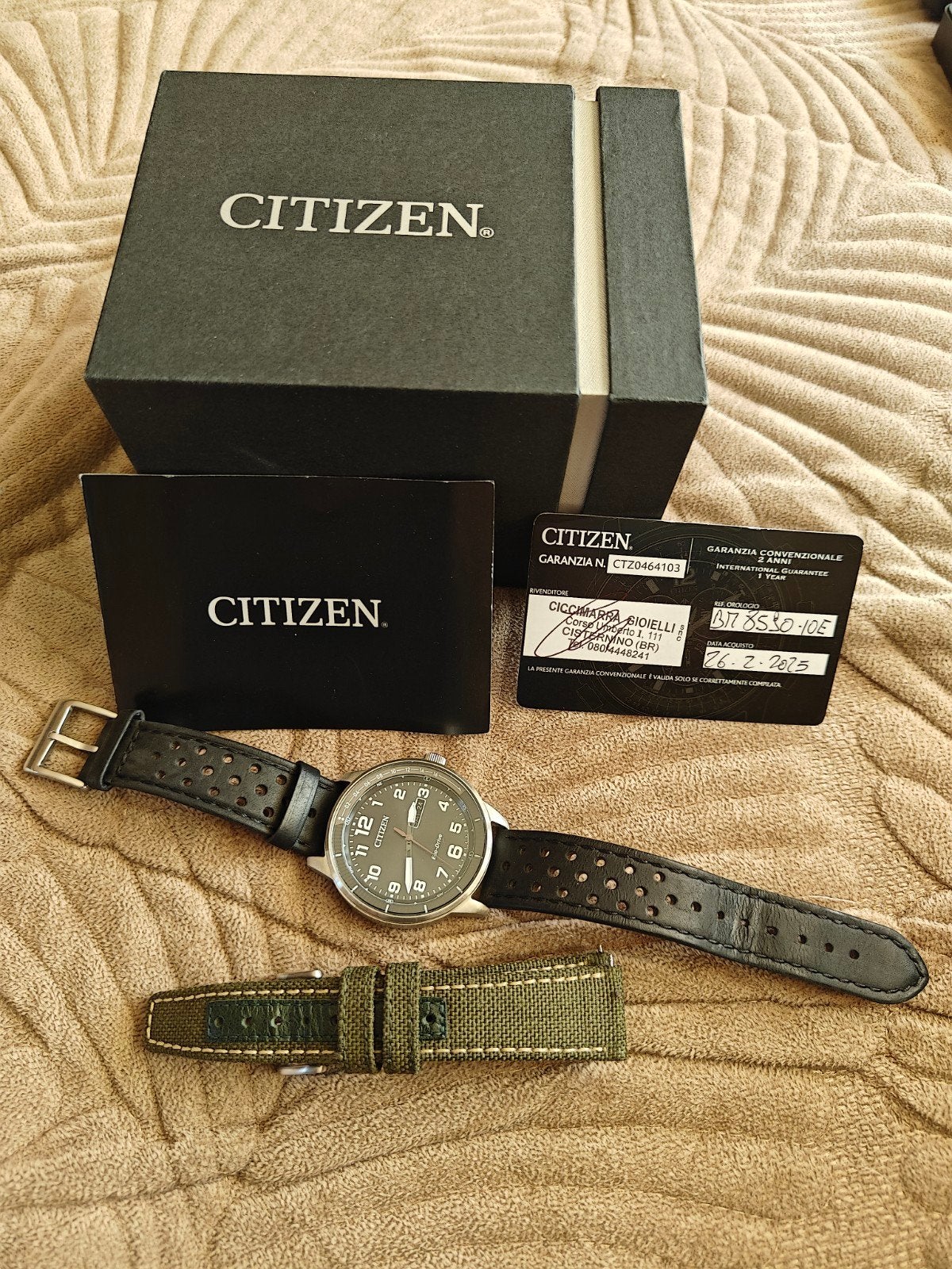 Citizen Eco-Drive Polshorloge met Extra Bandjes, Leer, Staal, Ophalen of Verzenden, Zo goed als nieuw