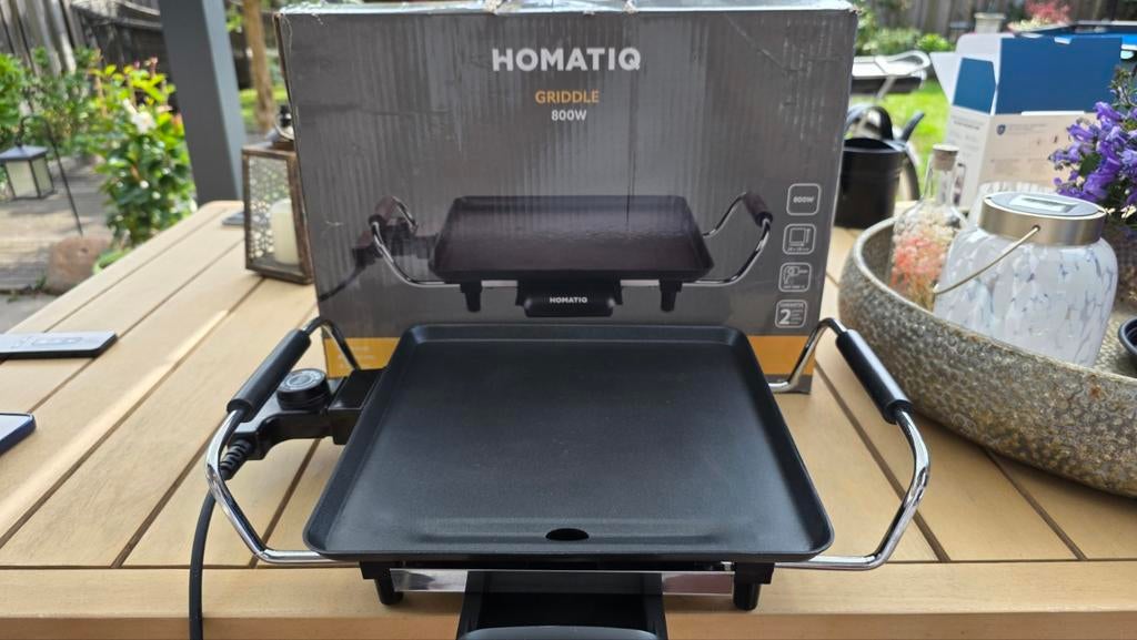 Homatiq Grillplaat Bakplaat 800W - Ideaal voor Camping, Witgoed en Apparatuur, Grillplaten, Ophalen of Verzenden, Zo goed als nieuw