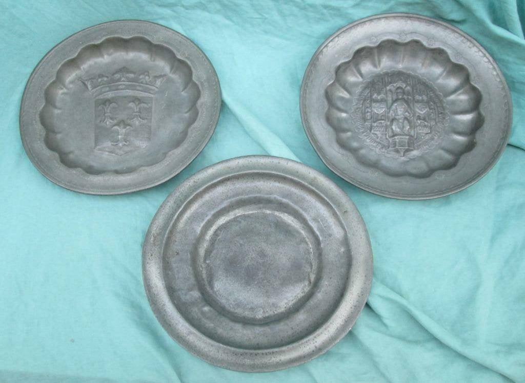 3 oude tinnen borden, Ophalen of Verzenden