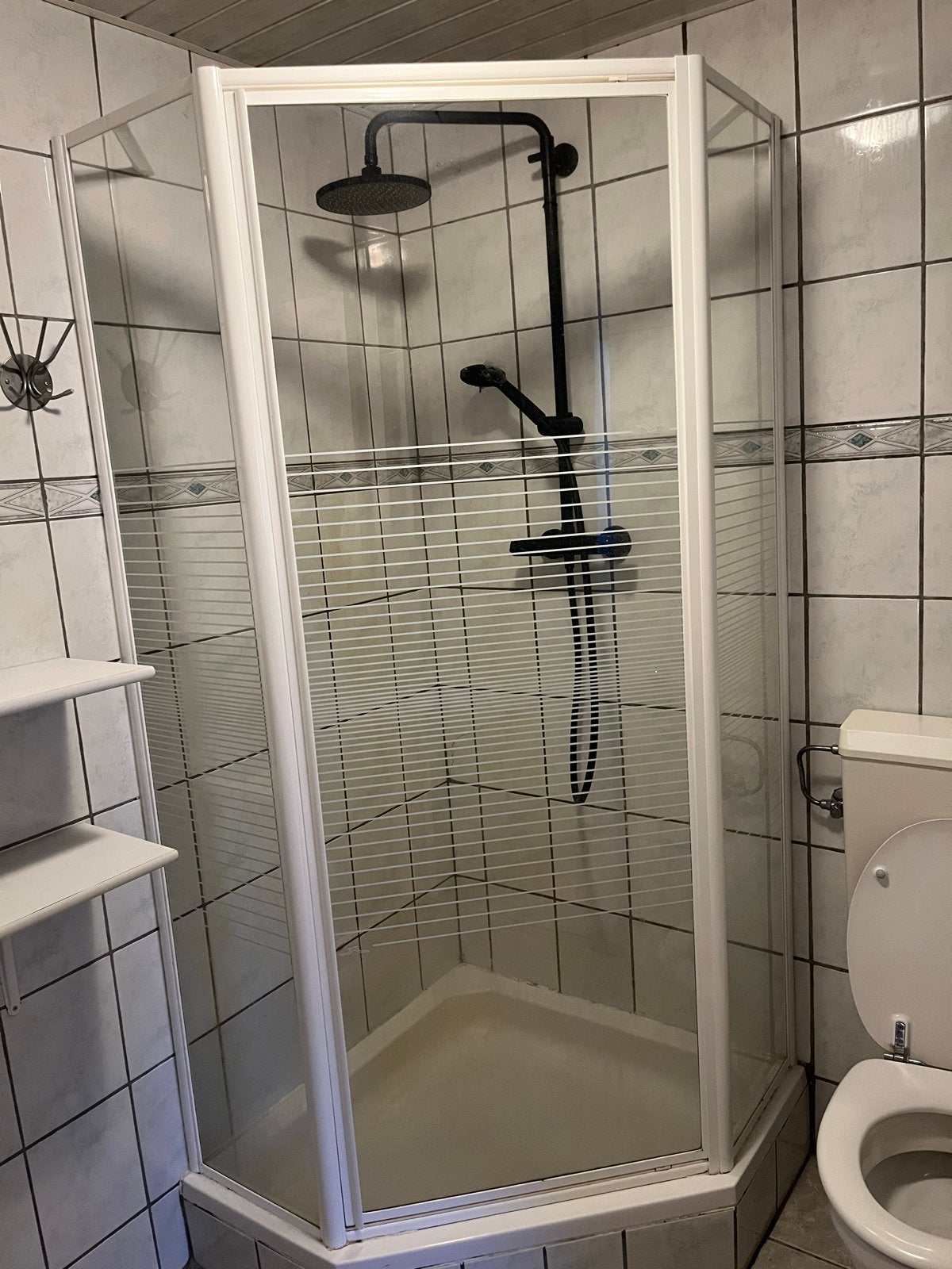 Douchecabine voor hoekopstelling, Ophalen, Gebruikt, Glas, Douche