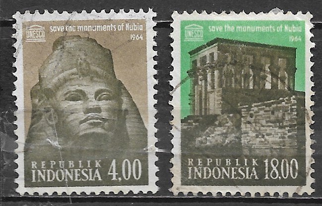 Indonesie 1964 Redding Nubische monumenten UNESCO, Ophalen of Verzenden, Gestempeld, Zuidoost-Azië