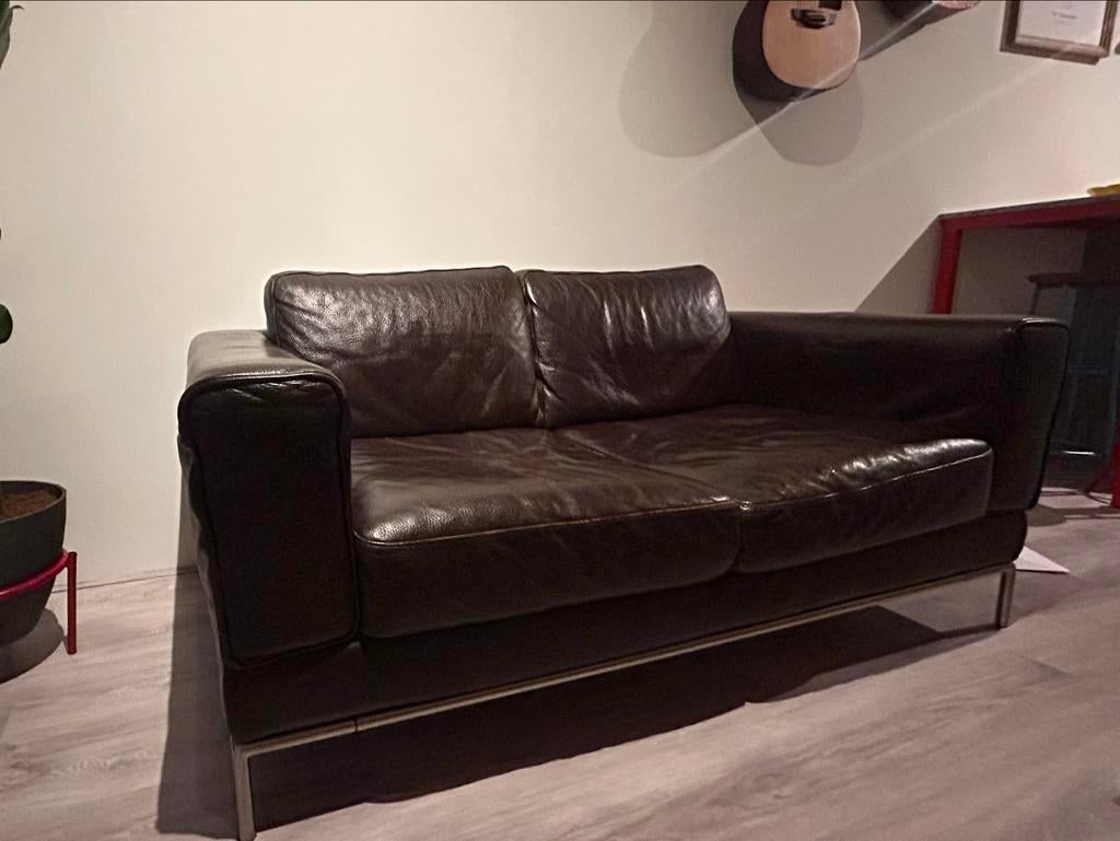 Vintage Ikea Arild 2,5-zits bank van zwaar kwaliteitsleer, Huis en Inrichting, Banken | Bankstellen, Ophalen, Gebruikt, Driepersoons