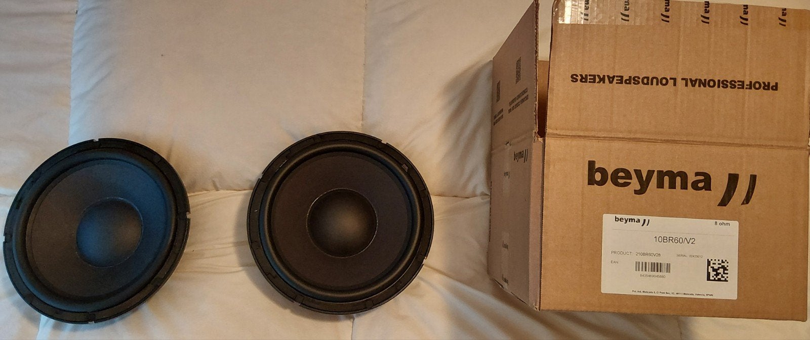 2x woofer Beyma 10BR60V2, Ophalen of Verzenden, Zo goed als nieuw, Stereo speakers