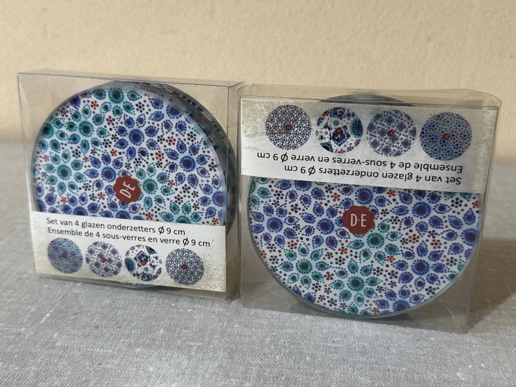 NIEUWE glazen onderzetters van Douwe Egberts ( GLAS D.E. ), Antislip, Glasonderzetter, Nieuw, Ophalen of Verzenden