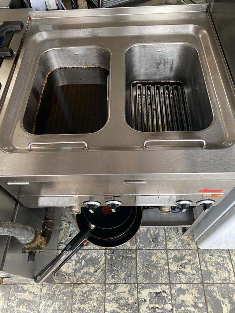 Professionele dubbele frituurpan van RVS, Witgoed en Apparatuur, Frituurpannen, 4 liter of meer, Ophalen, Gebruikt