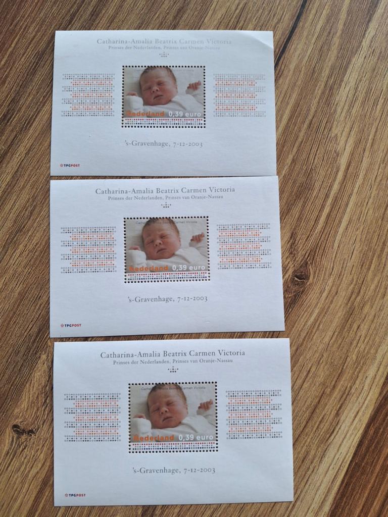 3 postzegels Prinses Amalia - Geboorte uitgave 2003, Postzegels en Munten, Ophalen of Verzenden, Na 1940, Postfris