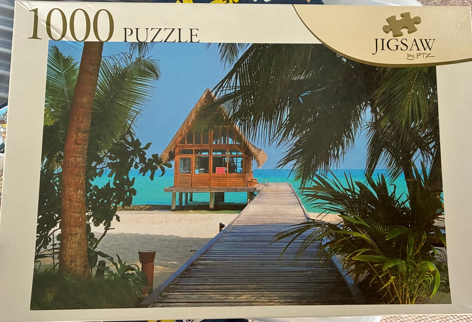Jigsaw Puzzel 1000 stukjes - Tropisch Strandhuis, Ophalen of Verzenden, 500 t/m 1500 stukjes, Gebruikt, Legpuzzel