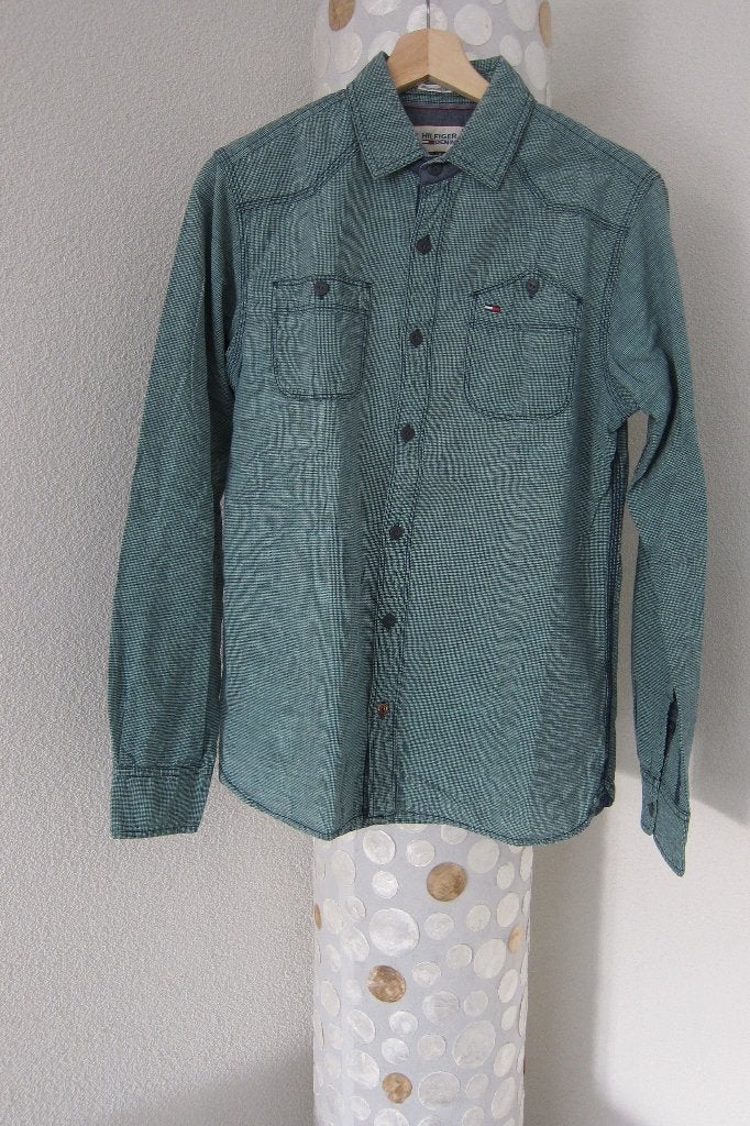Hilfiger denim blouse overhemd maat s groen nieuwstaat heren, Halswijdte 38 (S) of kleiner, Tommy Hilfiger, Zo goed als nieuw