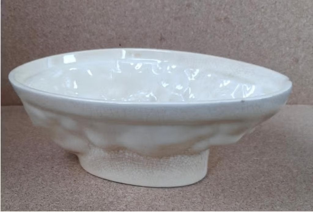 Vintage eivormig crèmekleurig geglazuurd puddingvorm, Ophalen of Verzenden