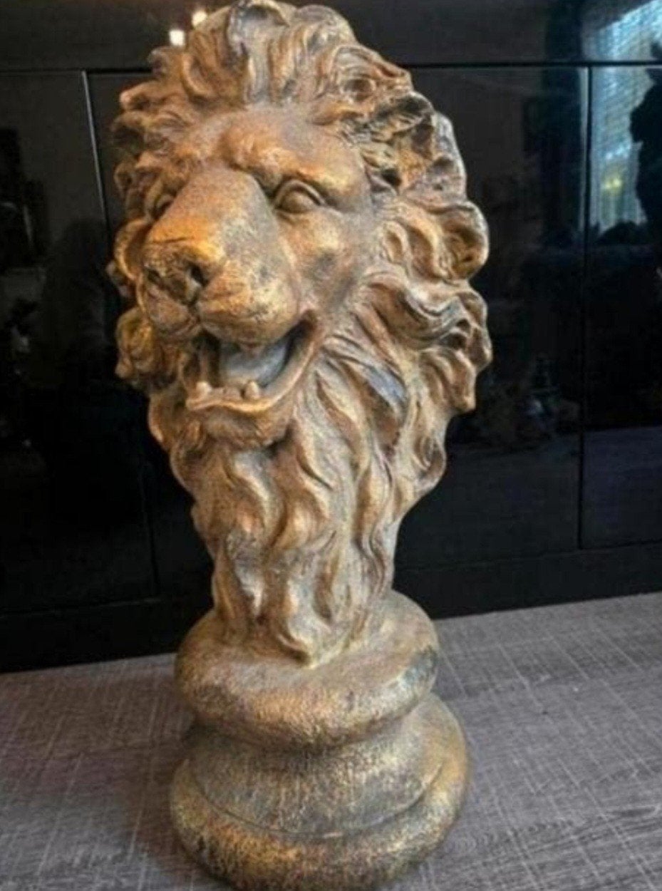 Gouden Leeuwenkop Decoratiebeeld, Overige materialen, Nieuw, Ophalen of Verzenden, Klassiek