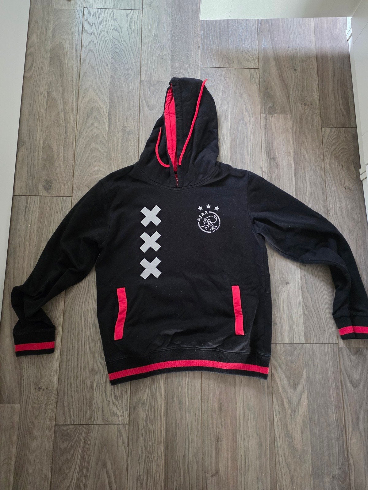 maat M: Ajax pullover trui met kapuchon, Ophalen of Verzenden, Zo goed als nieuw, Maat 48/50 (M), Zwart