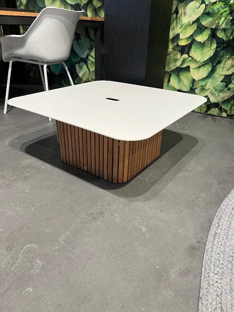Loungetafel Suns Savona Matt White Showroommodel* SALE, Ophalen, Zo goed als nieuw, Vierkant, Teakhout