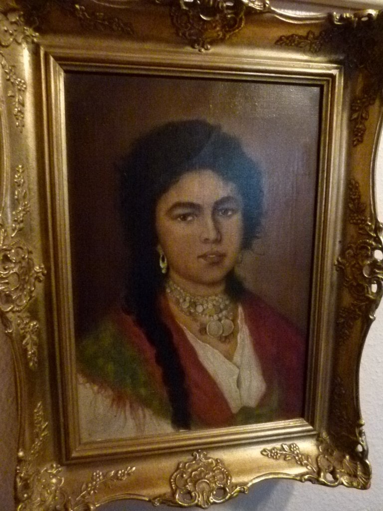 antiek schilderij ``Zigeunerin`` waarzegster, Antiek en Kunst, Kunst | Schilderijen | Klassiek, Ophalen, Doek, Portret of Personen
