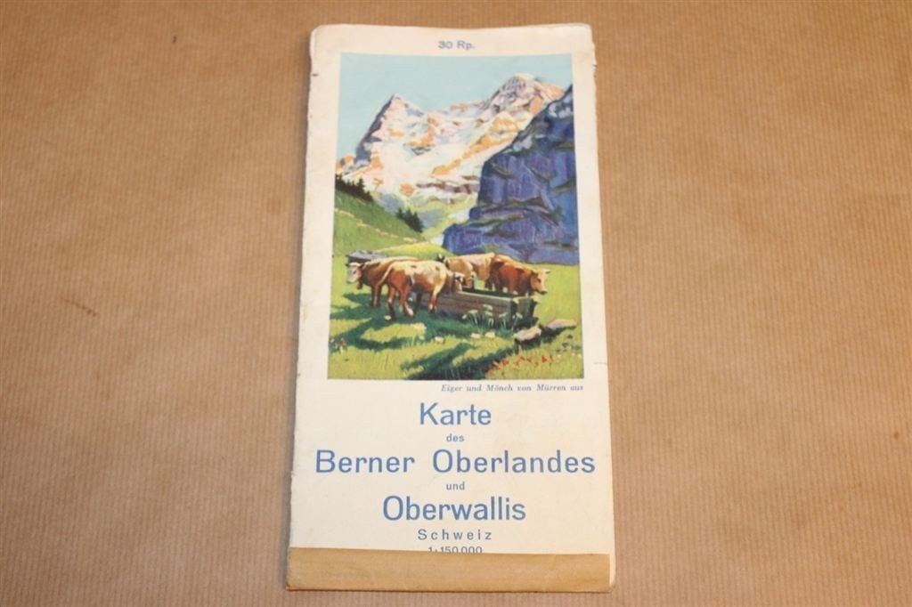 Oude kaart - Berner Oberland & Oberwallis - Ca 1960, Ophalen of Verzenden, 1800 tot 2000, Nederland, Landkaart