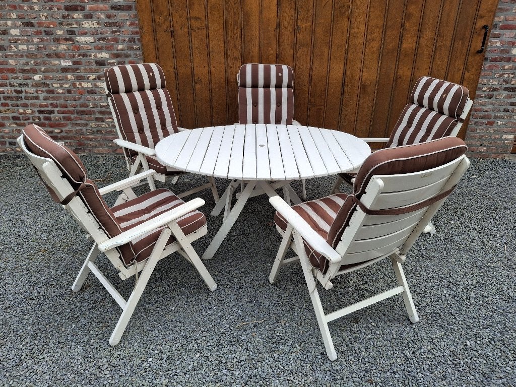 Vintage West Germany Herlag tuinset, Ophalen, 5 zitplaatsen, Gebruikt, Teakhout