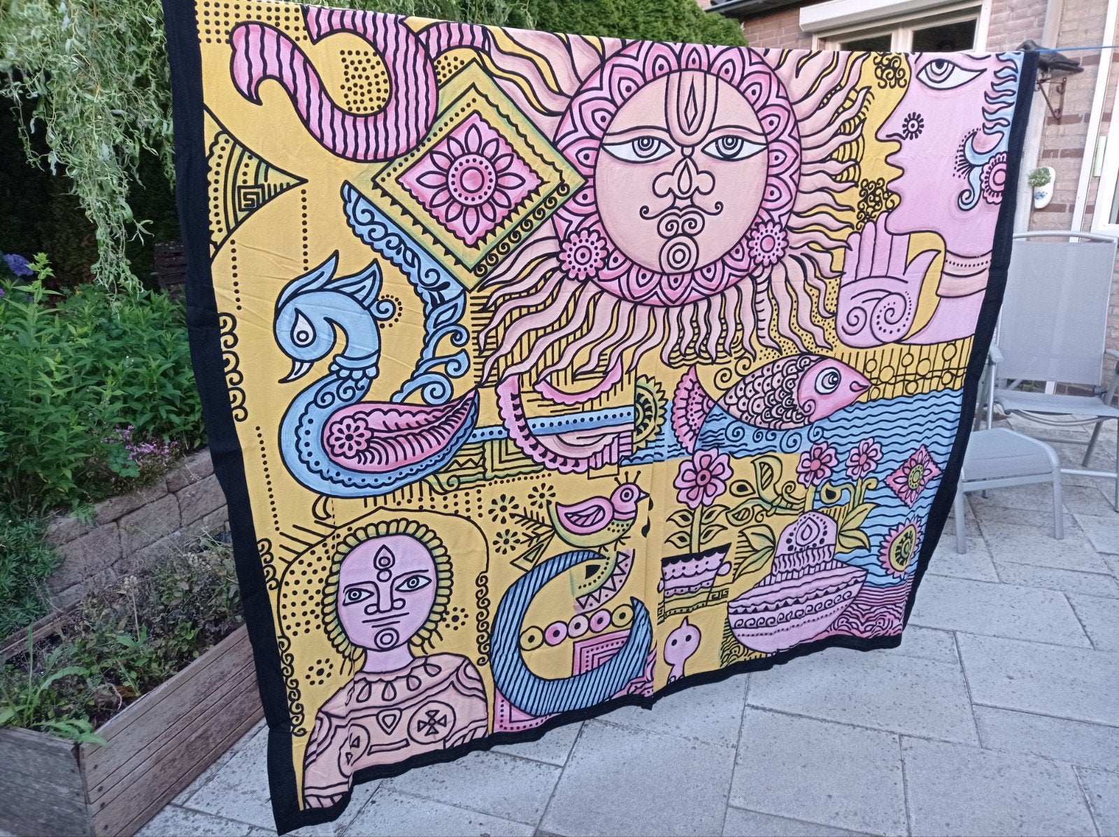 Nieuw Vrolijk Ibiza kleed-XL 100% katoen. 220x200cm., Ophalen of Verzenden, Nieuw