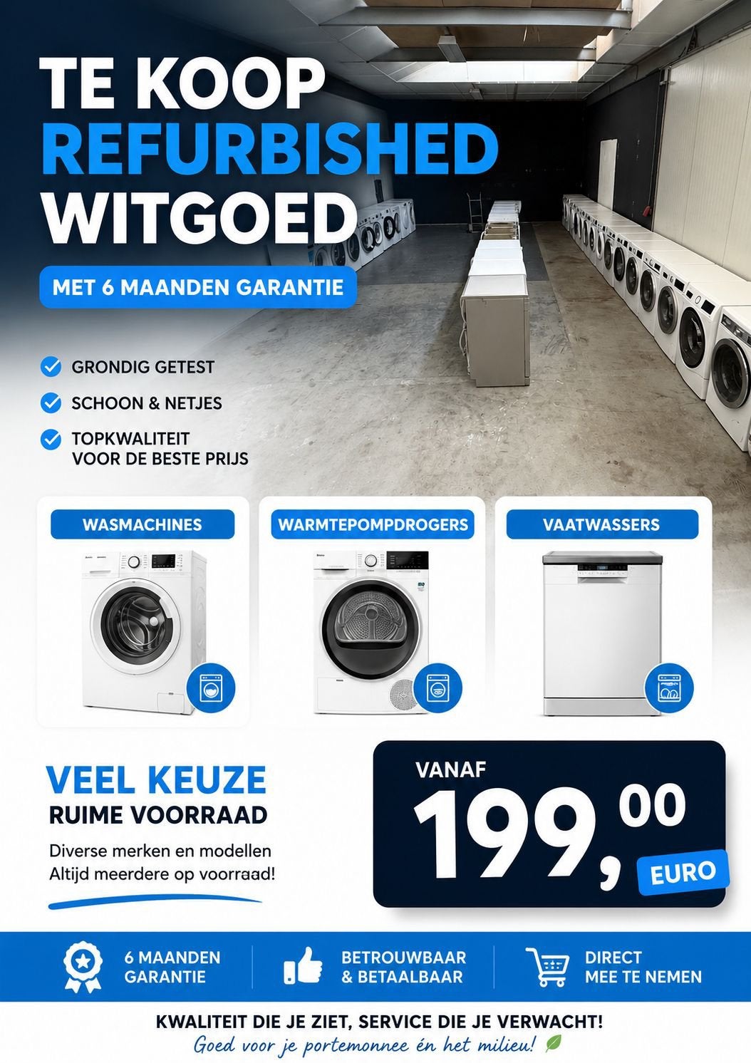 A Merken Wasmachines Droger en Vaatwassers Met Garantie!!, Witgoed en Apparatuur, Wasmachines, Zo goed als nieuw, Voorlader, 6 tot 8 kg