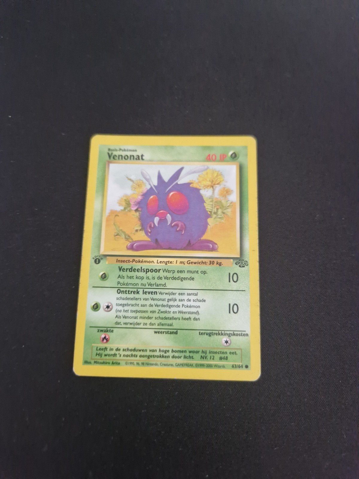 Venonat Pokémon Kaart 1995 1e Editie met Speciaal Logo, Ophalen