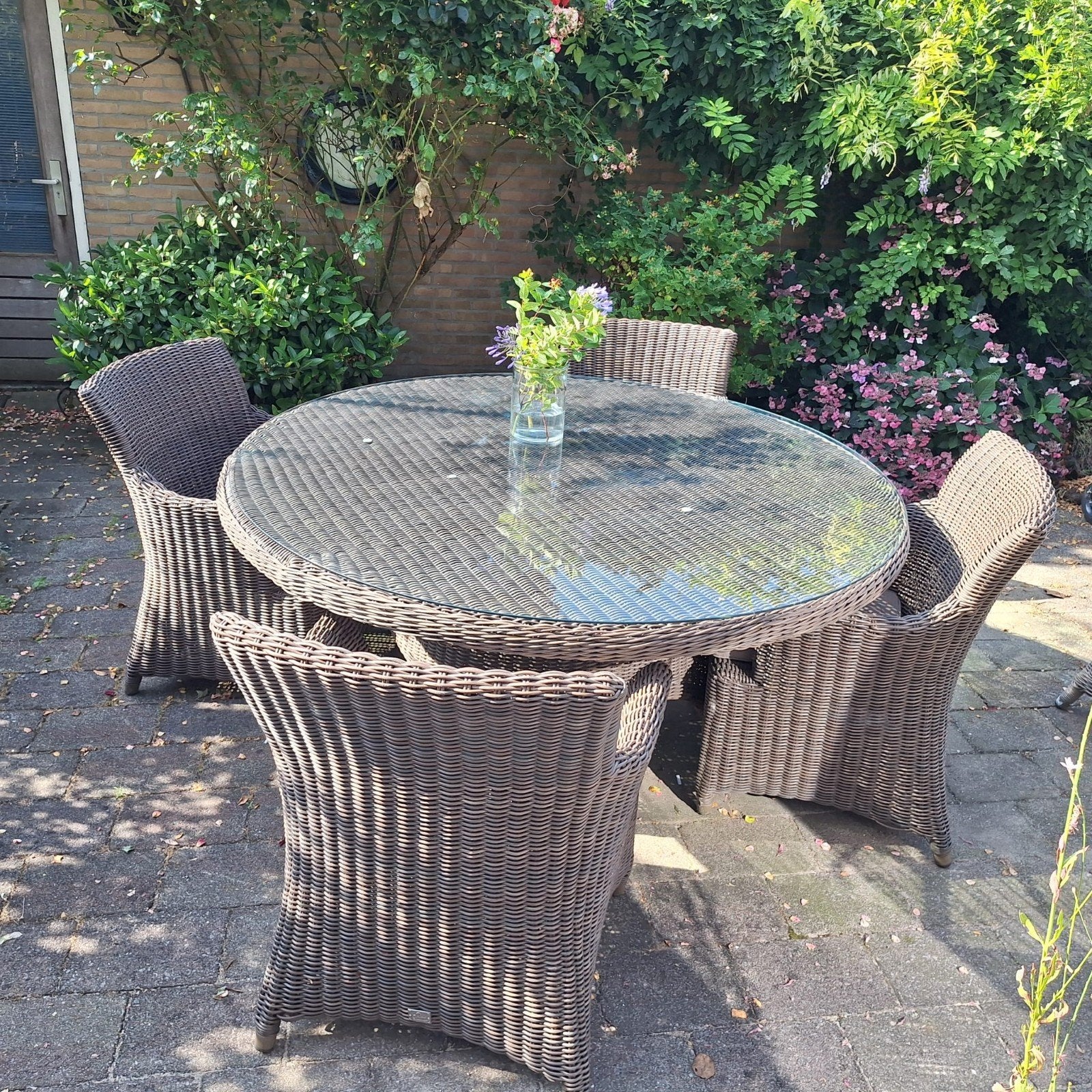 Wicker tuinset in prachtige staat., Tuin en Terras, Tuinsets en Loungesets, Ophalen, 4 zitplaatsen, Gebruikt, Wicker