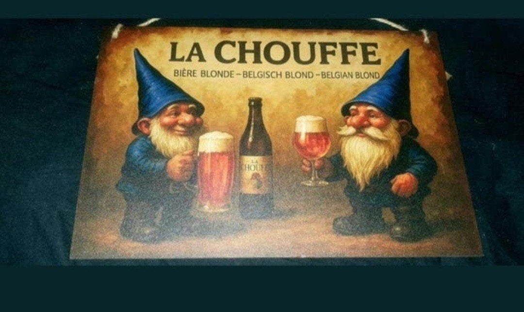 Houten wandbord van la chouffe. Ideaal voor het decoreren, Ophalen of Verzenden, Nieuw, Reclamebord, Plaat of Schild, Overige merken