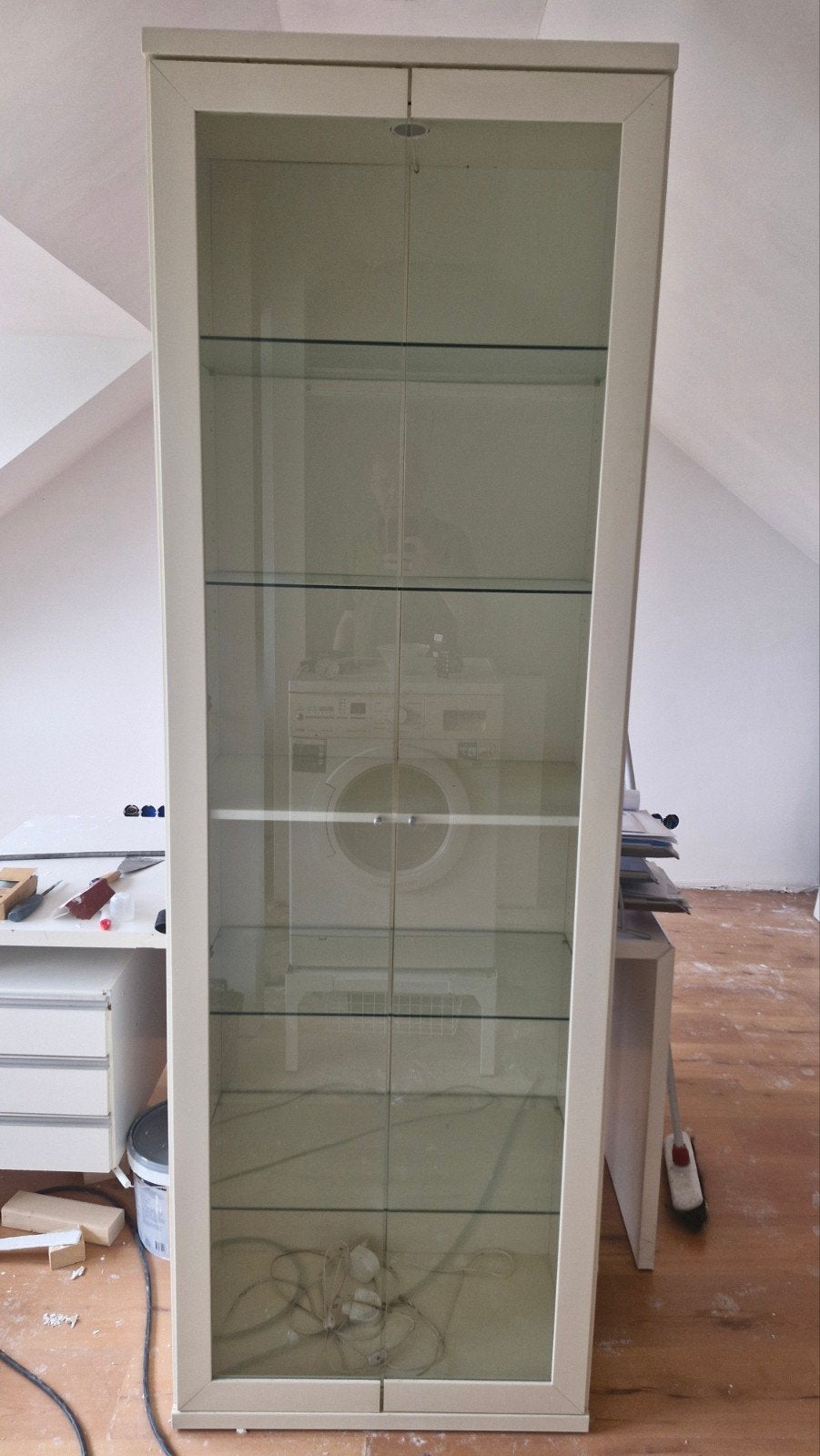 Vitrinekast 40x70x220 met 4 glazen legplanken en verlichting, Ophalen, Minder dan 50 cm, 200 cm of meer, 25 tot 50 cm