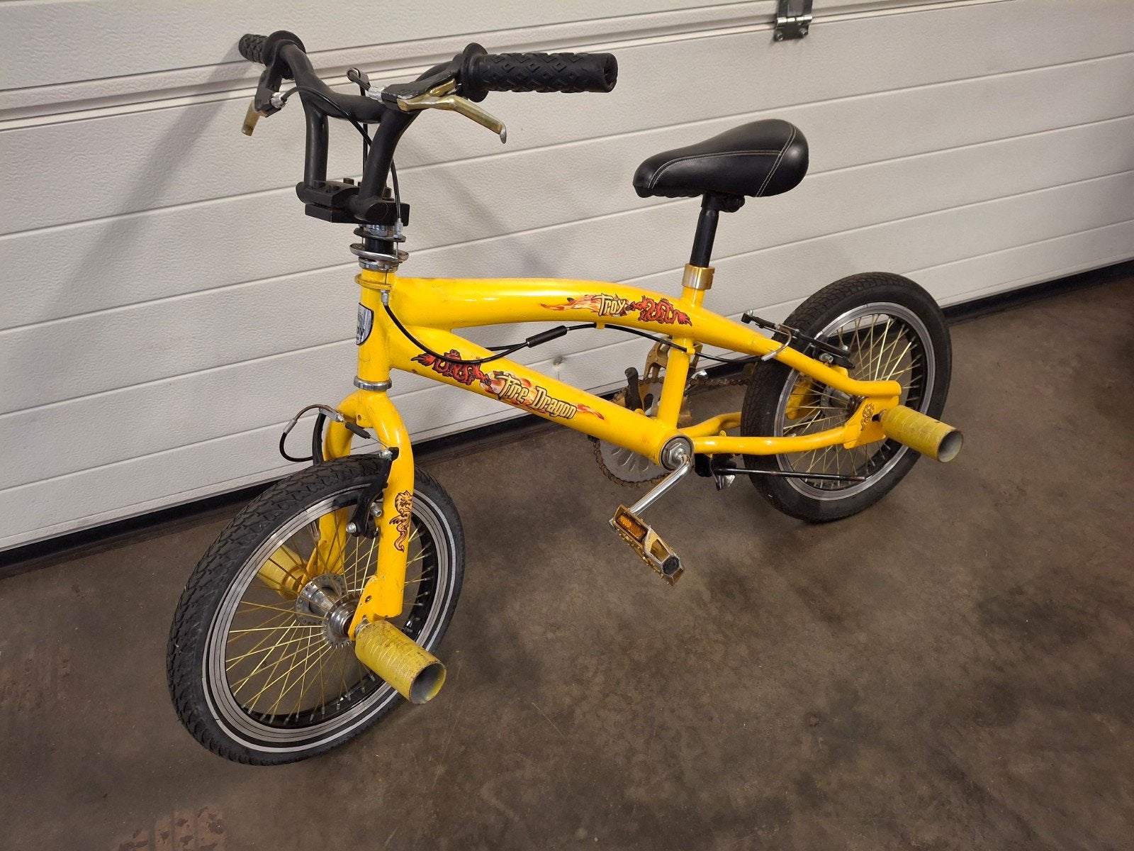 Gele BMX-fiets- stunt fietst, Fietsen en Brommers, Staal, Velgrem, Troy, Stuur 360° draaibaar