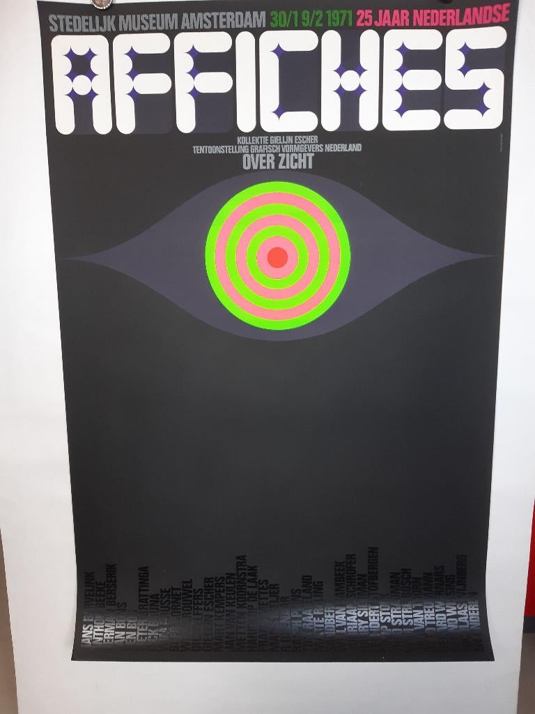 Originele poster Affiche tentoonstelling Gielijn Escher, Rechthoekig Staand, Verzenden, Zo goed als nieuw, A1 t/m A3