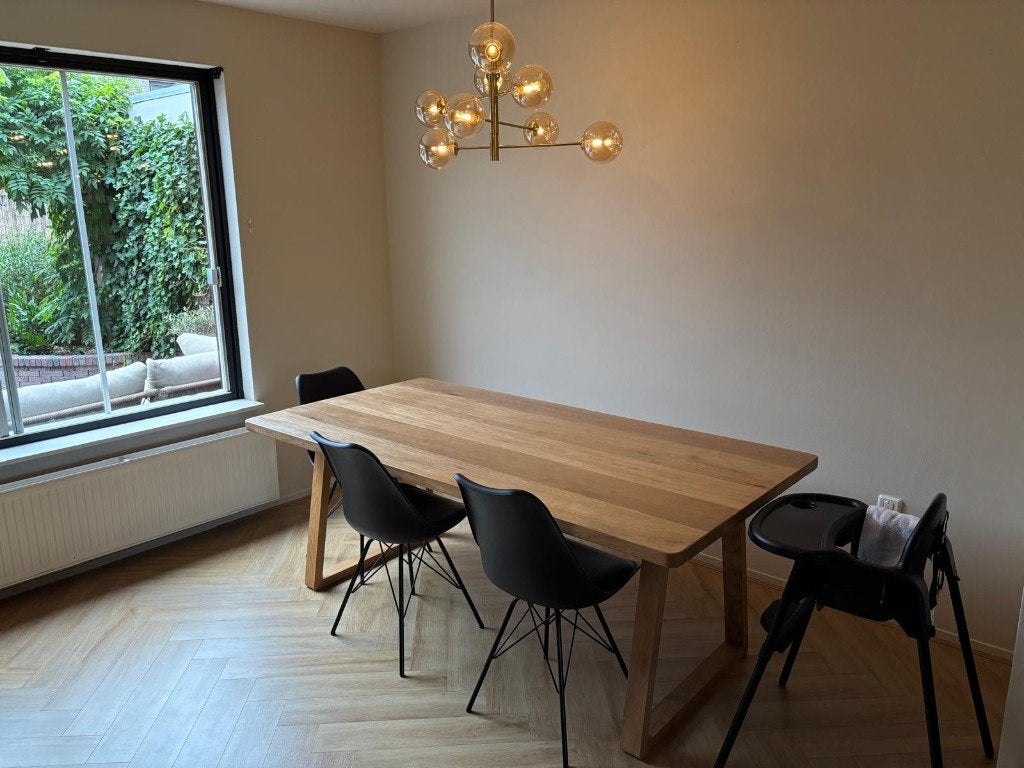 Massief eikenhouten eettafel, Huis en Inrichting, Tafels | Eettafels, Gebruikt, 100 tot 150 cm, Eikenhout, 200 cm of meer