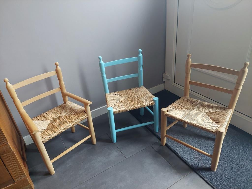 3 houten kinderstoeltjes, Ophalen, Zo goed als nieuw, Overige typen