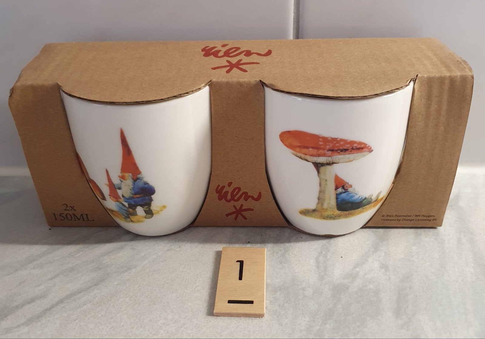 Rien Poortvliet,  kabouter, kopjes, 2 stuks, aardewerk, Ophalen of Verzenden, Nieuw