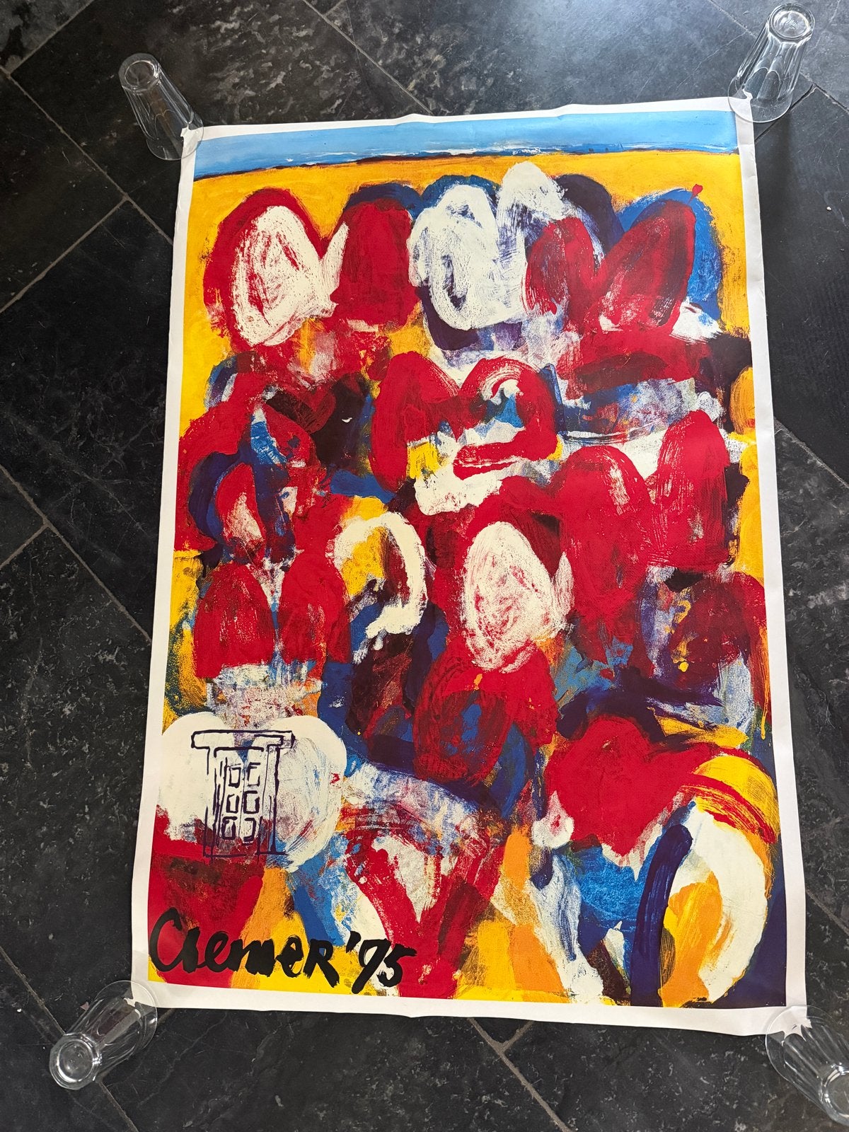 Poster met Abstracte print van Jan Cremer '95, Abstract, Papier/karton, Ophalen of Verzenden, Print