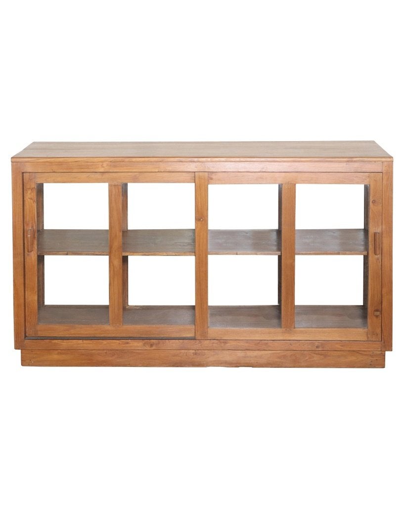 Toonbank / vitrinekast met schuifdeuren, Ophalen of Verzenden, Zo goed als nieuw, Hout