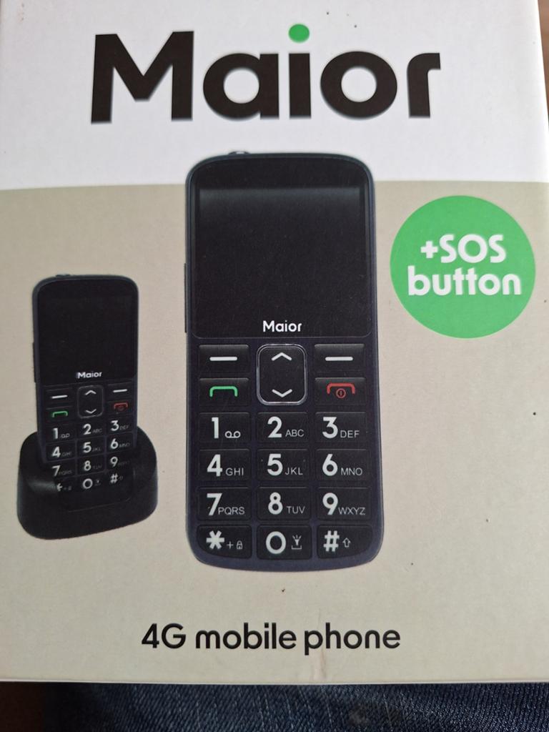 Maior 4G Seniorentelefoon met SOS-knop en oplaadstation, Ophalen of Verzenden, Klassiek of Candybar, Zonder simlock, Zonder abonnement
