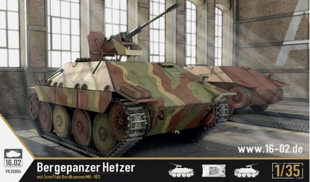 16-02 (Custom Scale) 1:35  Bergepanzer Hetzer w. 3 cm MK-103, Overige merken, Tank, 1:32 tot 1:50, Nieuw