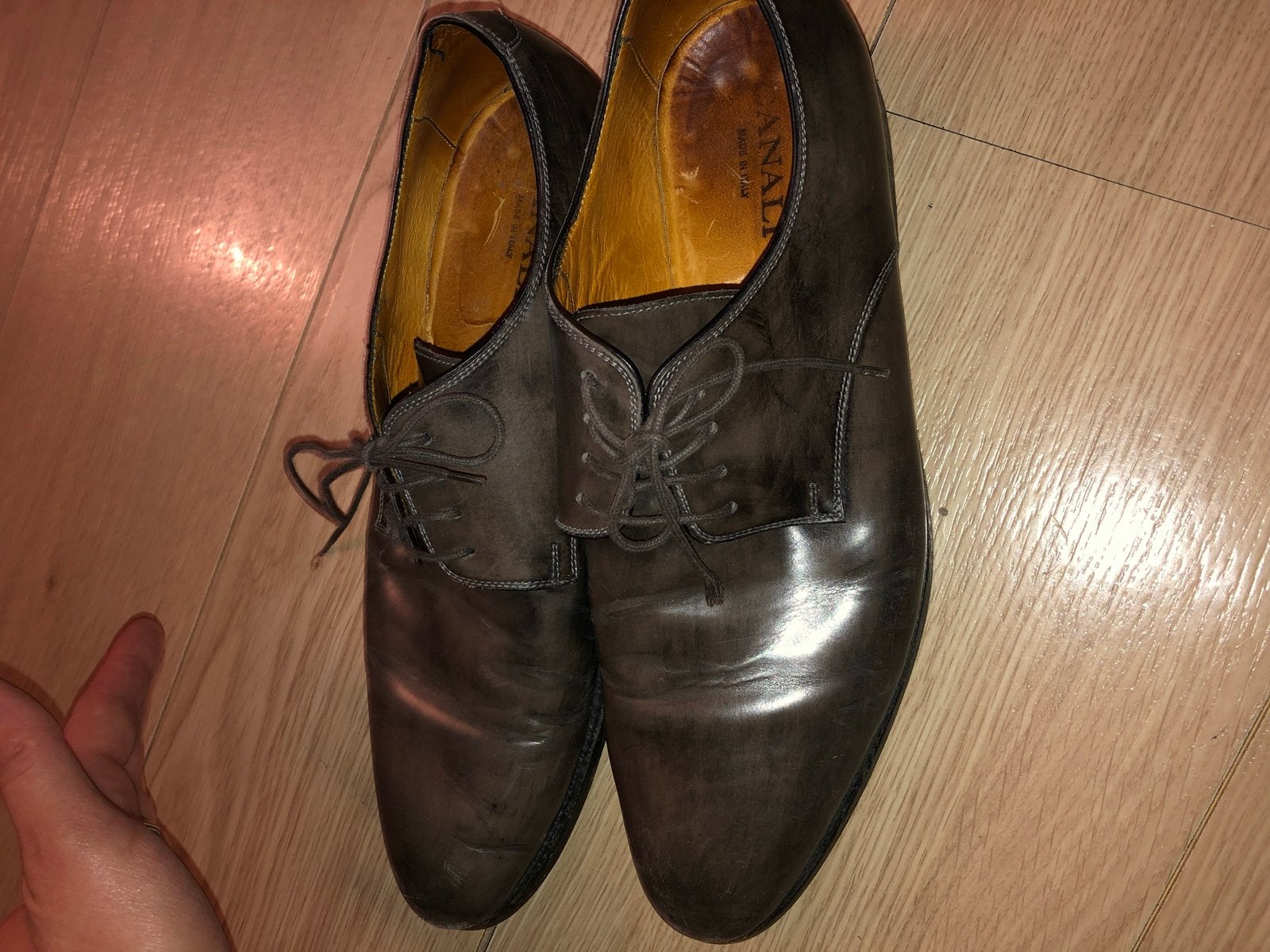 Canali Nette Schoenen - Bruin Leer, Ophalen of Verzenden, Gedragen, Bruin, Veterschoenen