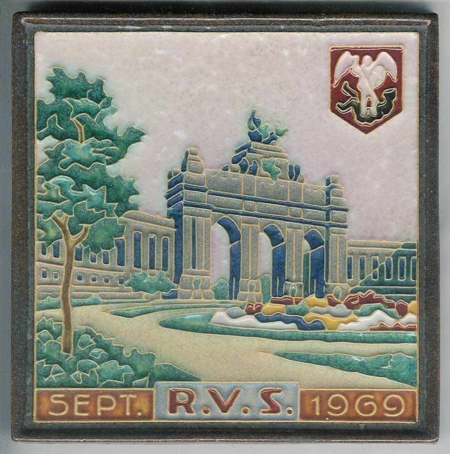 Porceleyne Fles Delft cloisonne tegel RVS 1969 Brussel, Antiek en Kunst, Antiek | Wandborden en Tegels, Ophalen of Verzenden