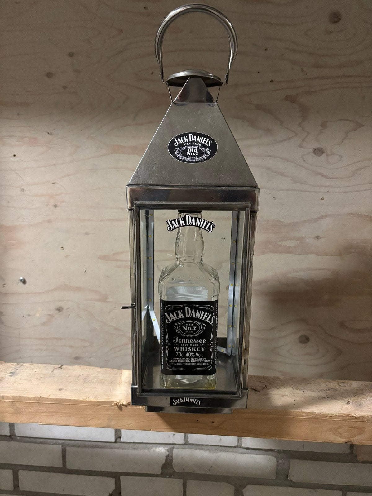 Jack Daniel's fles in lantaarn - unieke decoratie, Metaal, Overige merken, Industrieel, Overige fittingen