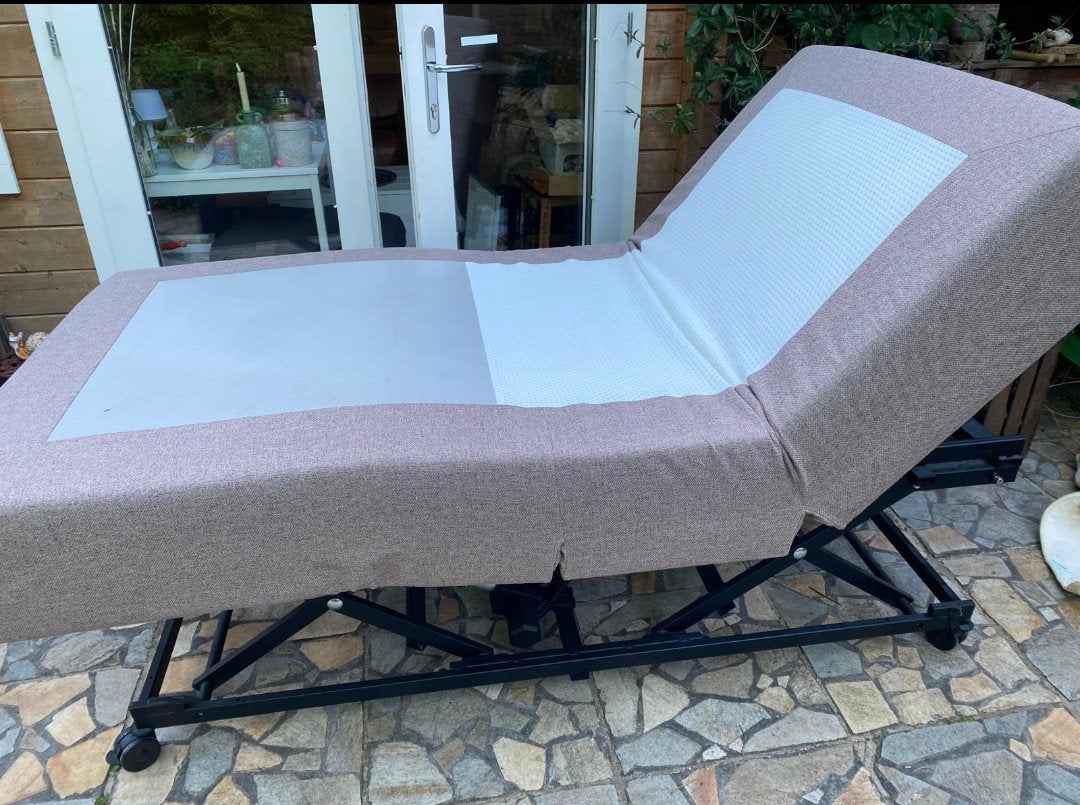 Elektrisch bed, 100x200 cm (inc matras), Ophalen, Eenpersoons, Beige, 200 cm