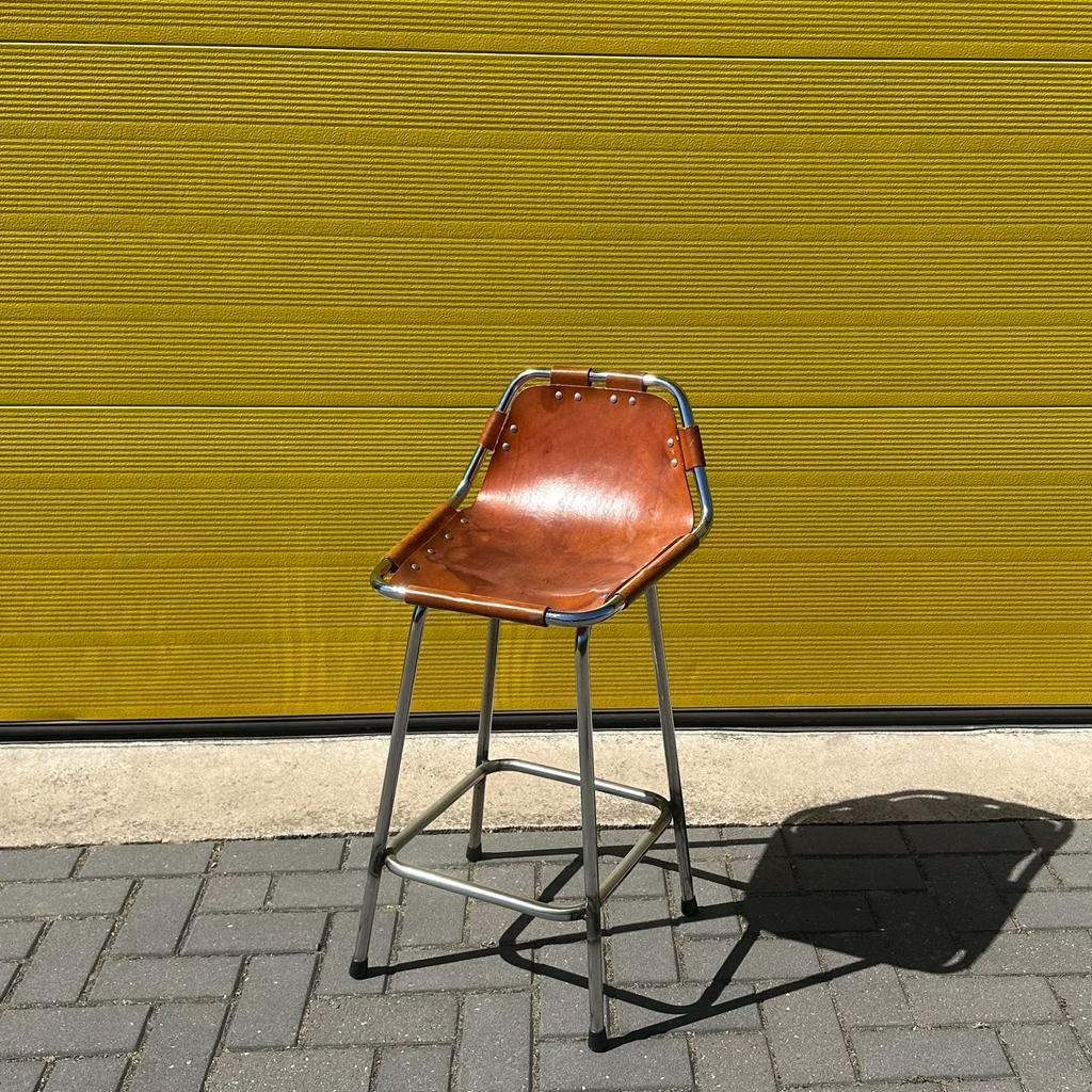 Vintage Les Arcs barkruk - Charlotte Perriand, Ophalen, Gebruikt, Met voetsteun, 60 tot 90 cm