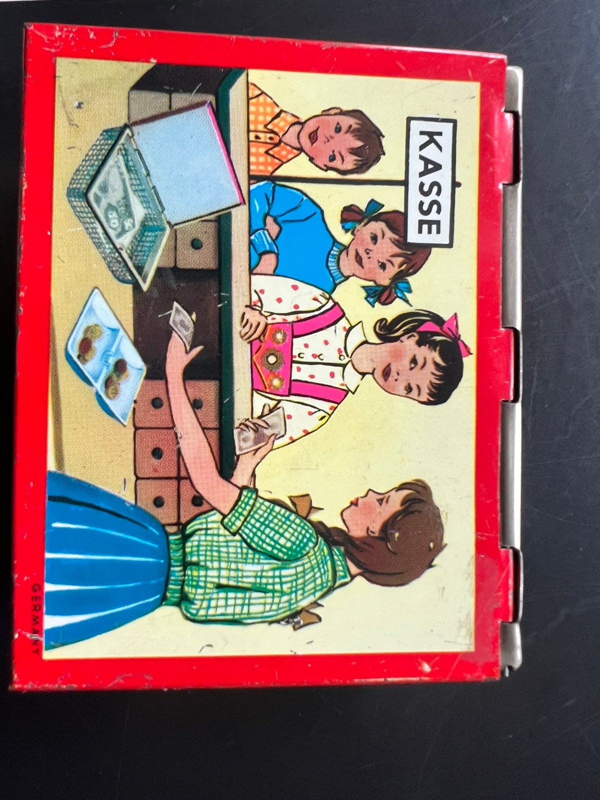 Vintage Blikken Speelgoed Kassa  met Duits Speelgeld, Ophalen, Gebruikt